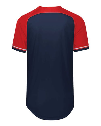 Custom EmbroideredRussell Athletic Unisex Classic V-Neck Jersey 12076 Navy/ True Red/ White