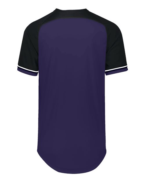 Custom EmbroideredRussell Athletic Unisex Classic V-Neck Jersey 12076 Purple/ Black/ White