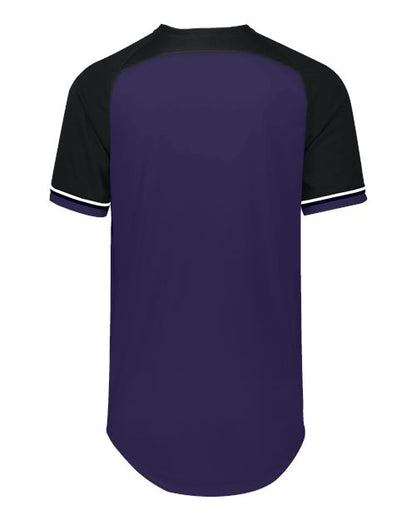 Custom EmbroideredRussell Athletic Unisex Classic V-Neck Jersey 12076 Purple/ Black/ White