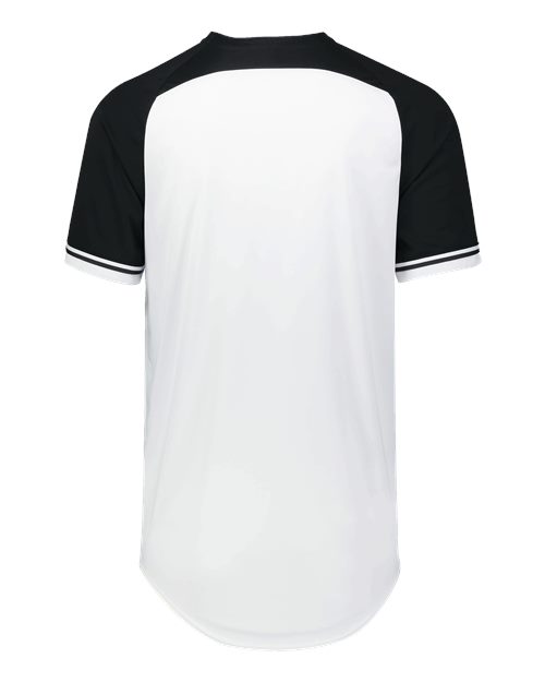 Custom EmbroideredRussell Athletic Unisex Classic V-Neck Jersey 12076 White/ Black/ White