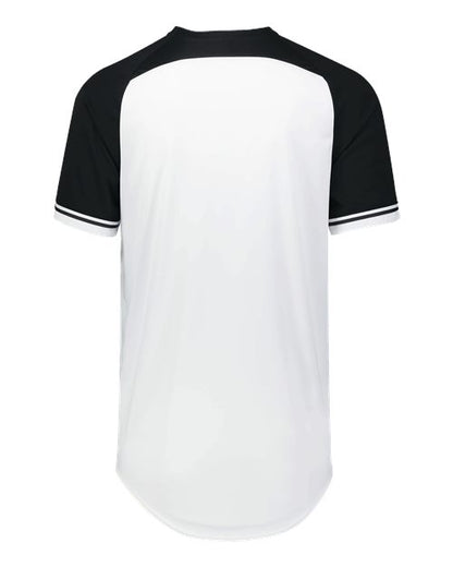 Custom EmbroideredRussell Athletic Unisex Classic V-Neck Jersey 12076 White/ Black/ White