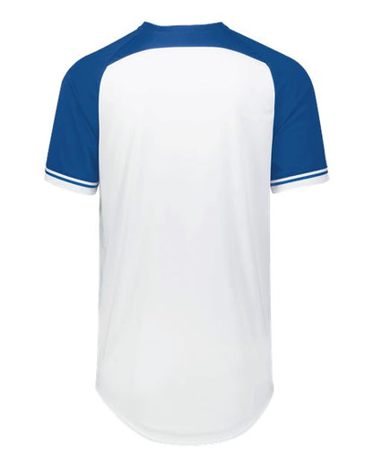 Custom EmbroideredRussell Athletic Unisex Classic V-Neck Jersey 12076 White/ Royal/ White