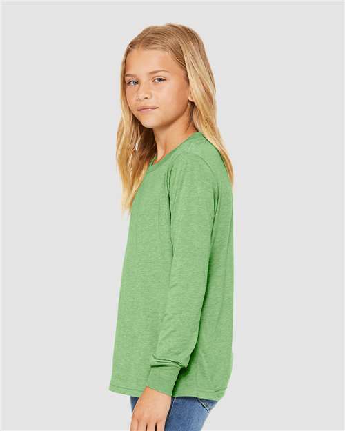 BELLA + CANVAS Youth Triblend Long Sleeve Tee 3513Y Custom Embroidered Business Logo