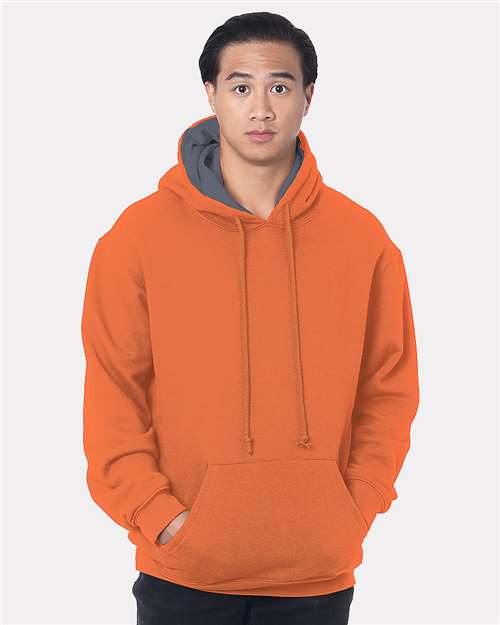 Custom EmbroideredBayside Unisex USA-Made Super Heavy Thermal Lined Hooded Sweatshirt 12264 Bright Orange/ Dark Grey