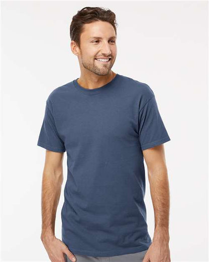 Custom Embroidered  M&O Gold Soft Touch T-Shirt 4800 Indigo Blue