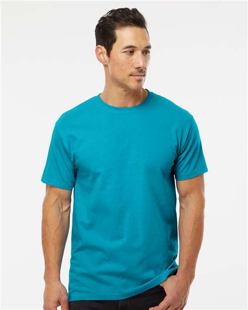 Custom Embroidered  M&O Gold Soft Touch T-Shirt 4800 Tropical Blue