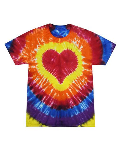 Custom EmbroideredColortone Unisex Shapes Tie-Dyed T-Shirt 12350 Multicolor Heart