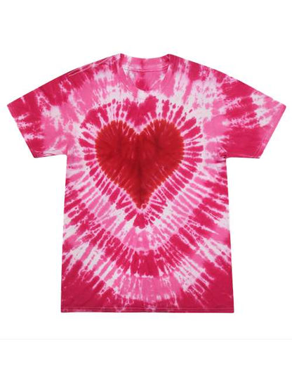 Custom EmbroideredColortone Unisex Shapes Tie-Dyed T-Shirt 12350 Pink Heart