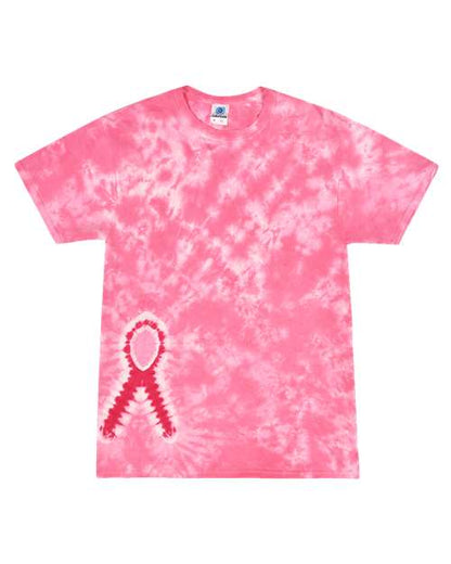 Custom EmbroideredColortone Unisex Shapes Tie-Dyed T-Shirt 12350 Pink Ribbon