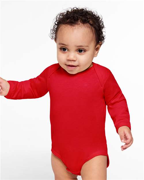 Custom Embroidered  Rabbit Skins Infant Fine Jersey Long Sleeve Bodysuit 4421  