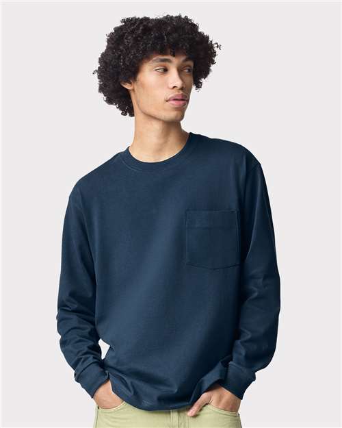 Custom Embroidered  American Apparel Super Heavyweight Long Sleeve Pocket Tee 9410  