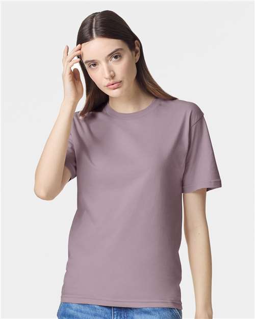 Custom Embroidered  American Apparel Fine Jersey Tee 2001 Smokey Violet