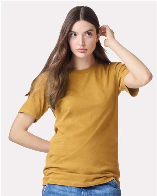 Custom Embroidered  American Apparel Fine Jersey Tee 2001 Mustard