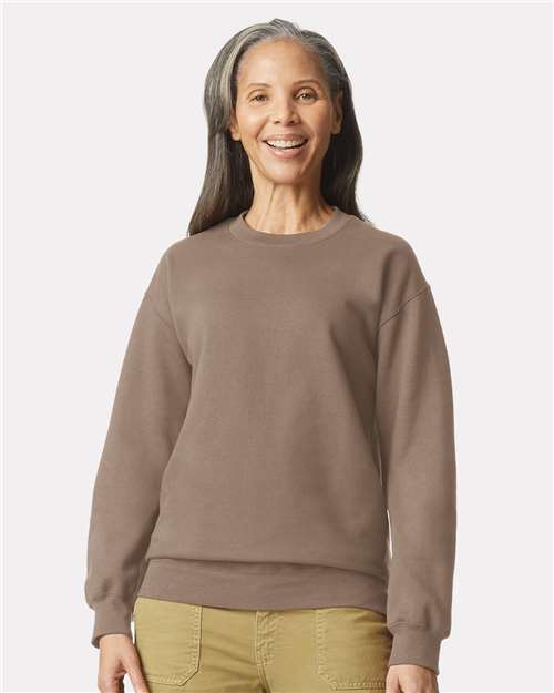 Custom Embroidered  Gildan Softstyle® Midweight Crewneck Sweatshirt SF000 Brown Savana
