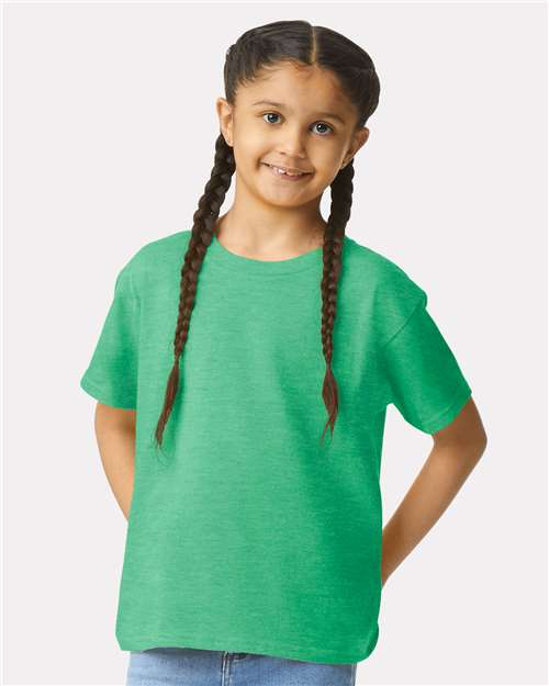 Custom Embroidered  Gildan Softstyle® Youth T-Shirt 64000B Heather Irish Green