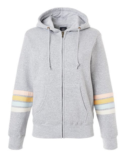 MV Sport Women's Striped Sleeves Full-Zip Hooded Sweatshirt W22732