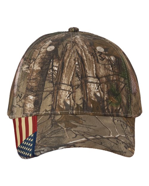 Kati Camo Woven USA Flag Mesh Cap LC350M