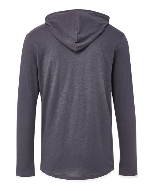 Custom EmbroideredMV Sport Unisex Miles Slub Hooded Long Sleeve T-Shirt 12612 Iron Grey