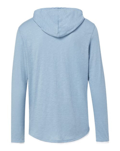 Custom EmbroideredMV Sport Unisex Miles Slub Hooded Long Sleeve T-Shirt 12612 Light Denim Heather