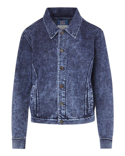 MV Sport Women's Mila Acid Wash Denim Terry Jacket W23119