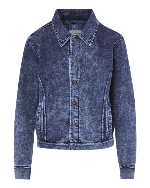 MV Sport Women's Mila Acid Wash Denim Terry Jacket W23119