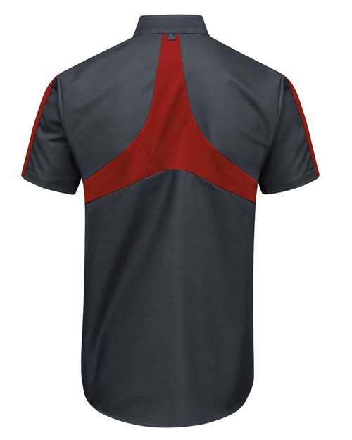 Custom EmbroideredRed Kap Men's Tall Mimix Pro+ Short Sleeve Work Shirt With OilBlok 12704 Charcoal/ Fireball