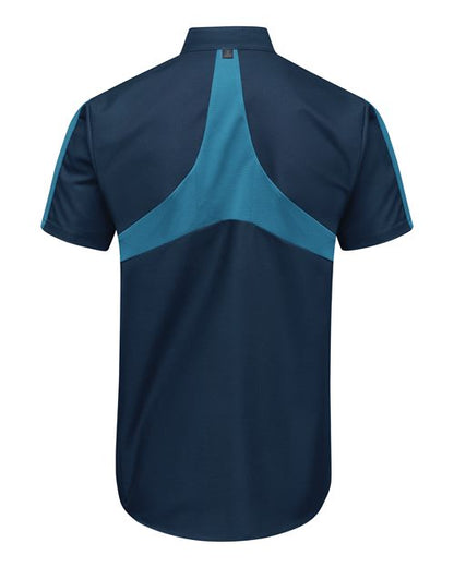 Custom EmbroideredRed Kap Men's Tall Mimix Pro+ Short Sleeve Work Shirt With OilBlok 12704 Navy/ Teal