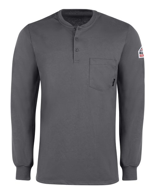 Bulwark Men's Long Sleeve Tagless Henley Shirt 8249