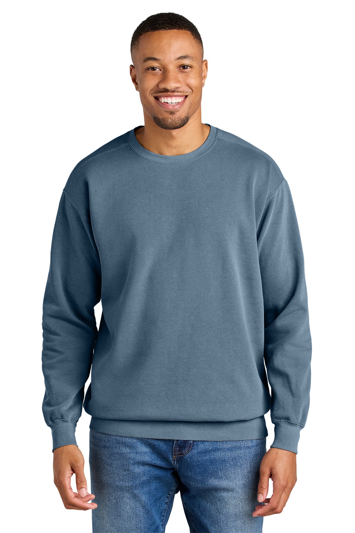 Custom Embroidered Comfort Colors Sweatshirts in Blue Jean