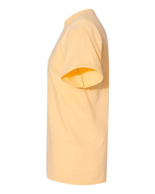 Gildan USA-Made Fine Jersey T-Shirt 5000 Yellow Haze Custom Embroidered Business Logo