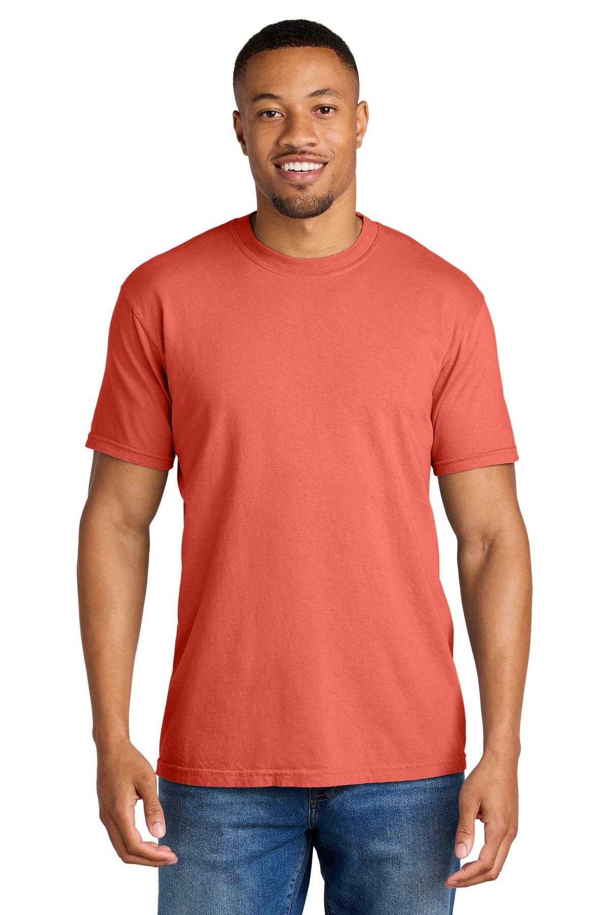 Custom Embroidered Comfort Colors T-Shirts  in Bright Salmon