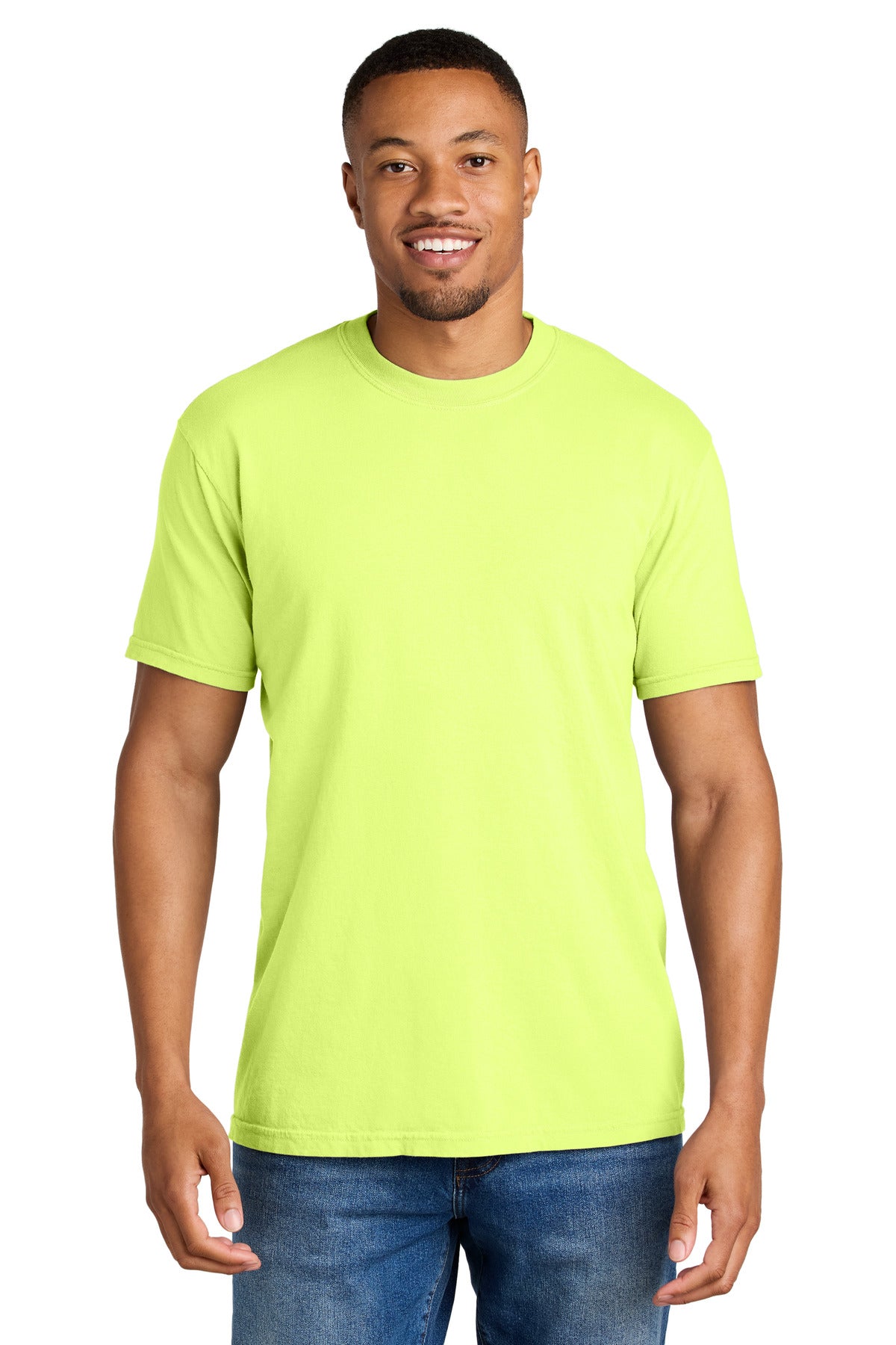 Custom Embroidered Comfort Colors T-Shirts  in Neon Lemon