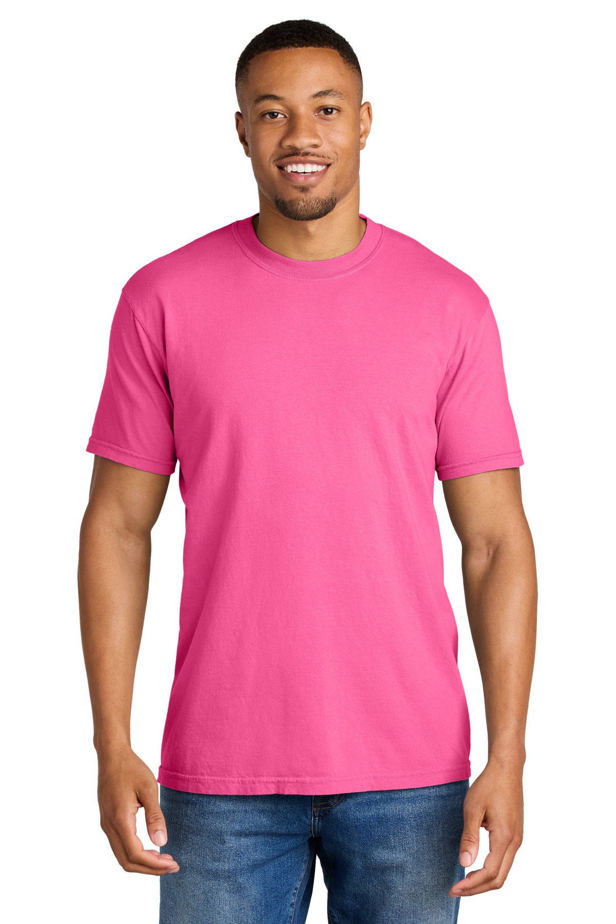 Custom Embroidered Comfort Colors T-Shirts  in Neon Pink