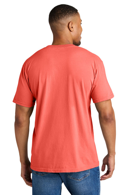 Custom Embroidered Comfort Colors T-Shirts  in Neon Red Orange