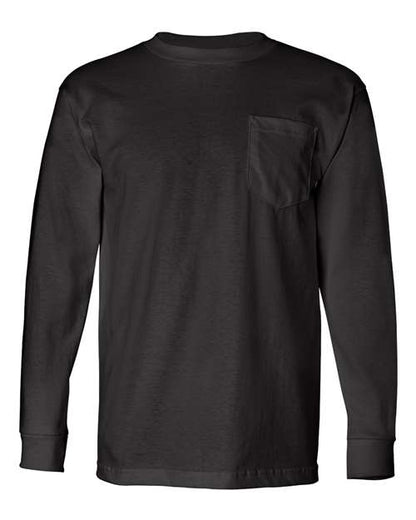 Bayside USA-Made Long Sleeve Pocket T-Shirt 8100 Black
