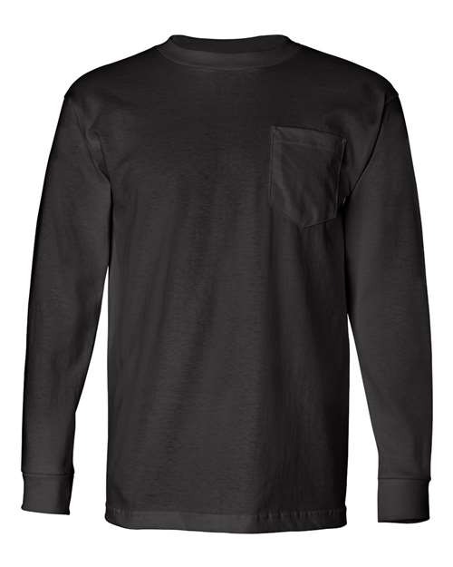 Bayside USA-Made Long Sleeve Pocket T-Shirt 8100 Black