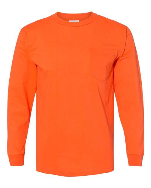 Bayside USA-Made Long Sleeve Pocket T-Shirt 8100 Orange