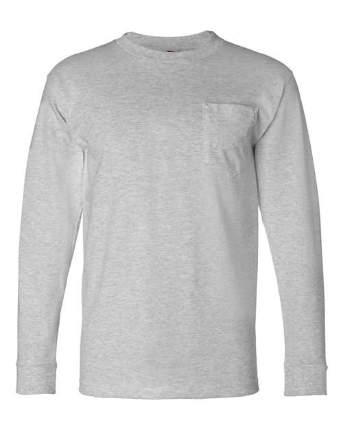 Bayside USA-Made Long Sleeve Pocket T-Shirt 8100 Dark Ash