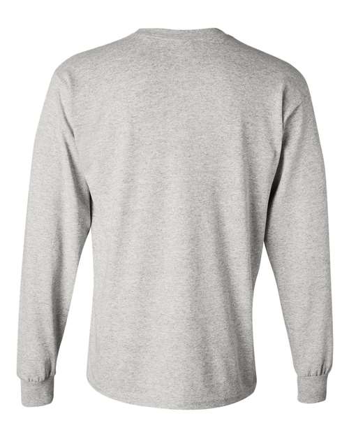 Gildan Heavy Cotton™ Long Sleeve T-Shirt 5400 Ash Custom Embroidered Business Logo