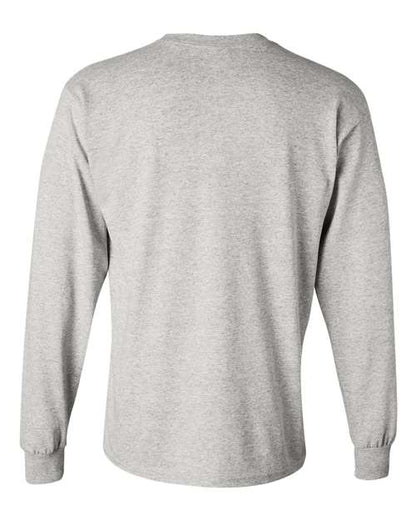 Gildan Heavy Cotton™ Long Sleeve T-Shirt 5400 Ash Custom Embroidered Business Logo