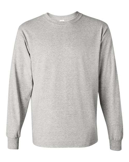 Gildan Heavy Cotton™ Long Sleeve T-Shirt 5400 Ash Custom Embroidered Business Logo