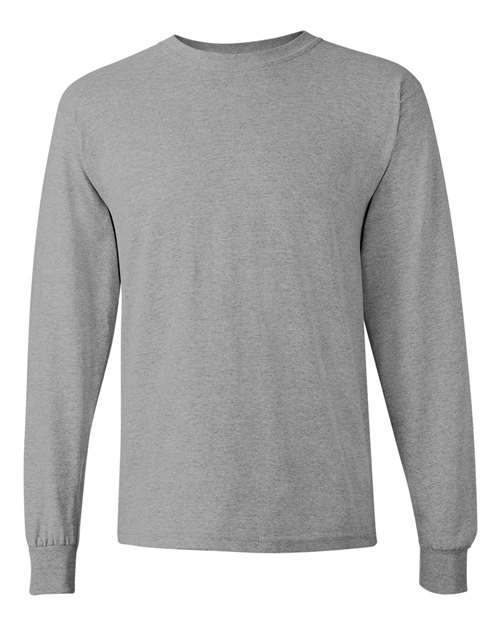 Gildan Heavy Cotton™ Long Sleeve T-Shirt 5400 Sport Grey Custom Embroidered Business Logo