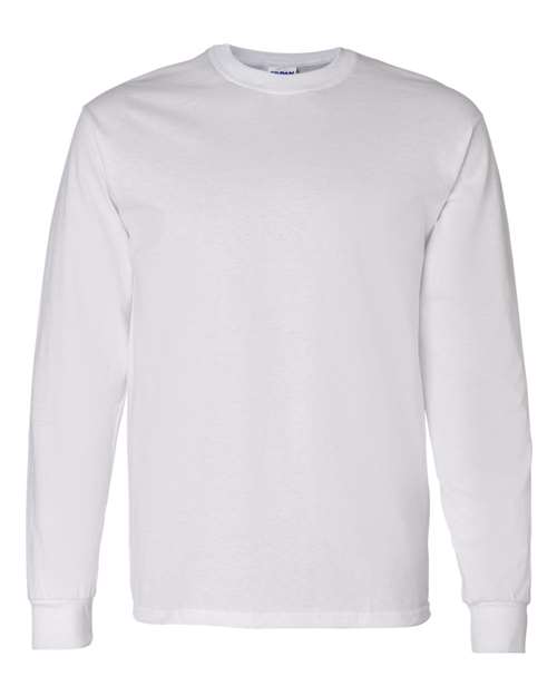 Gildan Heavy Cotton™ Long Sleeve T-Shirt 5400 White Custom Embroidered Business Logo