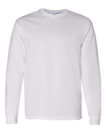 Gildan Heavy Cotton™ Long Sleeve T-Shirt 5400 White Custom Embroidered Business Logo