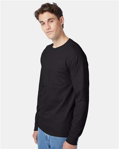 Hanes Authentic Long Sleeve Pocket T-Shirt 5596