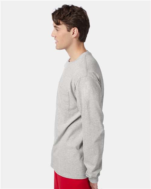 Hanes Authentic Long Sleeve Pocket T-Shirt 5596
