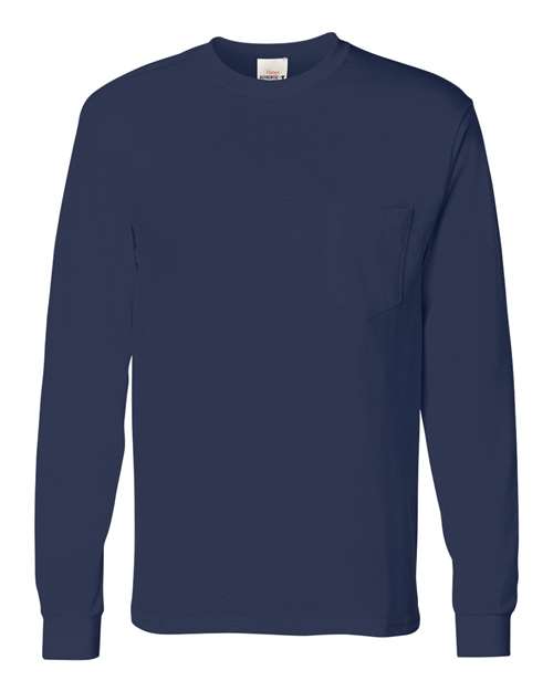 Hanes Authentic Long Sleeve Pocket T-Shirt 5596