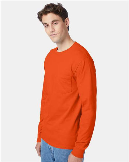Hanes Authentic Long Sleeve Pocket T-Shirt 5596