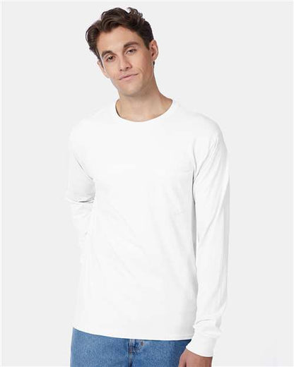 Custom Embroidered  Hanes Authentic Long Sleeve Pocket T-Shirt 5596  