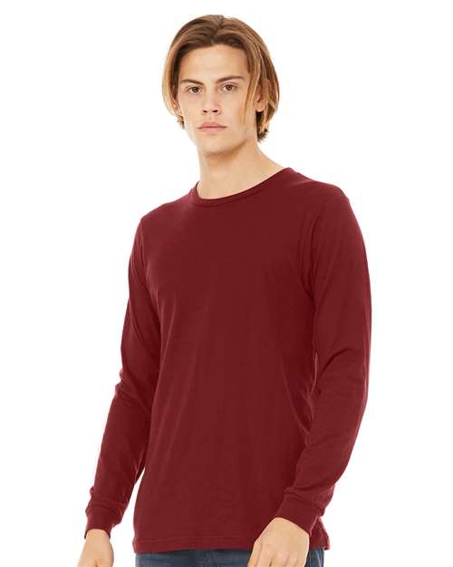 Custom Embroidered  BELLA + CANVAS Jersey Long Sleeve Tee 3501 Cardinal